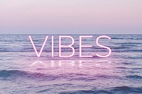 VIBES word pink neon typography