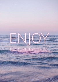 Enjoy pink neon word vector typography