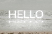 White neon text HELLO typography