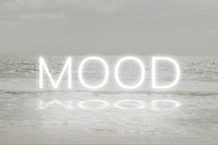 White neon text MOOD typography