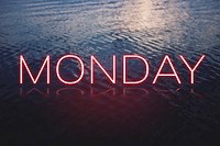 MONDAY word pink neon typography