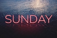 SUNDAY word pink neon typography