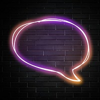 Glowing speech balloon on brick wall background