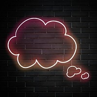 Glowing cloud bubble on brick wall background