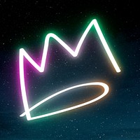 Rainbow glow neon crown icon