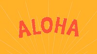 Aloha doodle typography on a yellow background vector