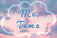 Me time blue neon light typography