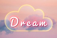 Dream pink neon light typography