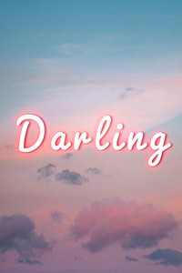 Darling pink neon typography text