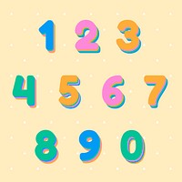 Vector number set 3d  shade font