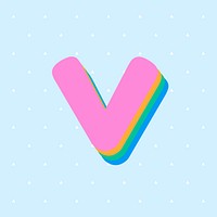 Letter v rounded typography vector