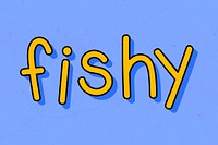 Yellow fishy typography on a blue background vector