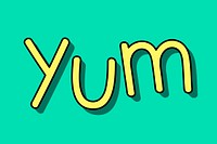 Yellow yum typography on a green background vector