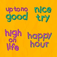 Trendy slang typography set on a yellow background vector