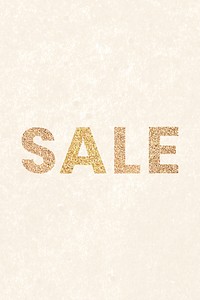 Glittery sale typography on a beige social template background