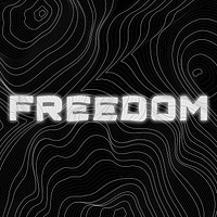 White neon freedom word topographic typography on a black background