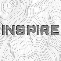 Dark gray inspire word typography on a white topographic background