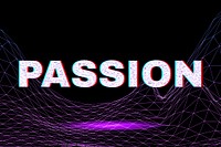 Synthwave futuristic grid style passion neon text font