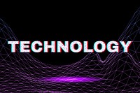 Synthwave style neon technology text typography