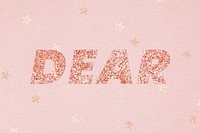 Glittery dear typography on star patterned background