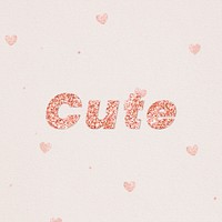 Glittery cute typography on heart patterned background