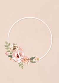 Paper craft floral round frame psd design