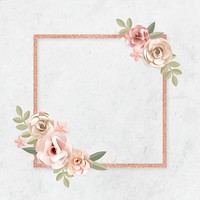 Square paper craft flower badge psd