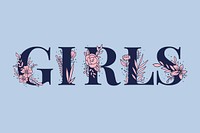 Girls vector flower font typography and lettering