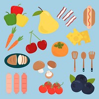 Vector colorful food sticker set