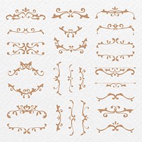 Vintage bronze filigree ornament vector collection