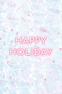 Glowing neon happy holiday vector text