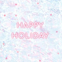 Glowing neon happy holiday vector lettering