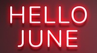 Glowing red neon Hello June text