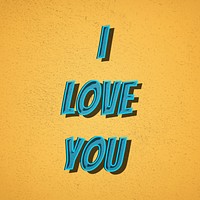 I love you word retro font style illustration 