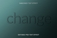 Embossed editable psd text effect template green paper textured background
