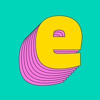 Letter e 3d stylized vector typeface