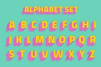 Alphabet set 3d vector stylized typeface