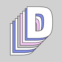 Layered letter d vector retro typeface