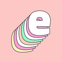 Layered letter e vector retro typeface