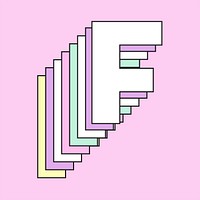 Retro 3d letter f vector pastel typography