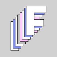 Retro 3d letter f vector pastel typography