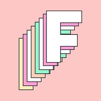 3d pastel letter f vector typography