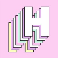 Retro 3d letter h vector pastel typography