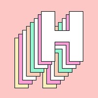 Layered pastel letter h vector typography