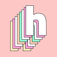 Retro 3d letter h vector pastel typography