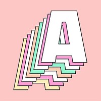 Pastel letter a word vector layered 3d vector font