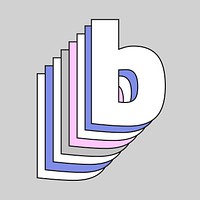 Layered letter b vector retro typeface