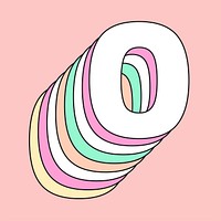 Retro 3d letter o vector pastel typography