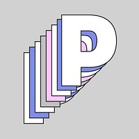 Retro 3d letter p vector pastel typography