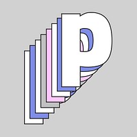 Retro 3d letter p vector pastel typography